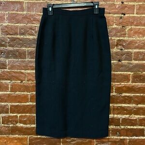 Grant Park Vintage Black Linen Skirt with Button Down Slit Size 12